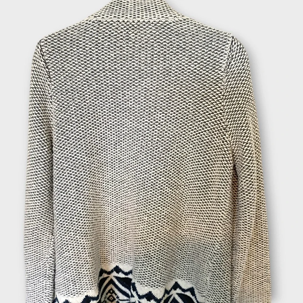 Old Navy Women's M‎ Open Front Cardigan Sweater Beige Black Aztec Print Knit